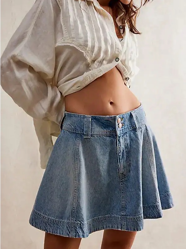 Free People We The Free Wonderland Denim Skirt | Size 28 | Nwt
